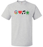 Dank Master Signature Peace Love Music Weed T-Shirt - Dank Master