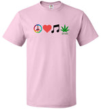 Dank Master Signature Peace Love Music Weed T-Shirt - Dank Master