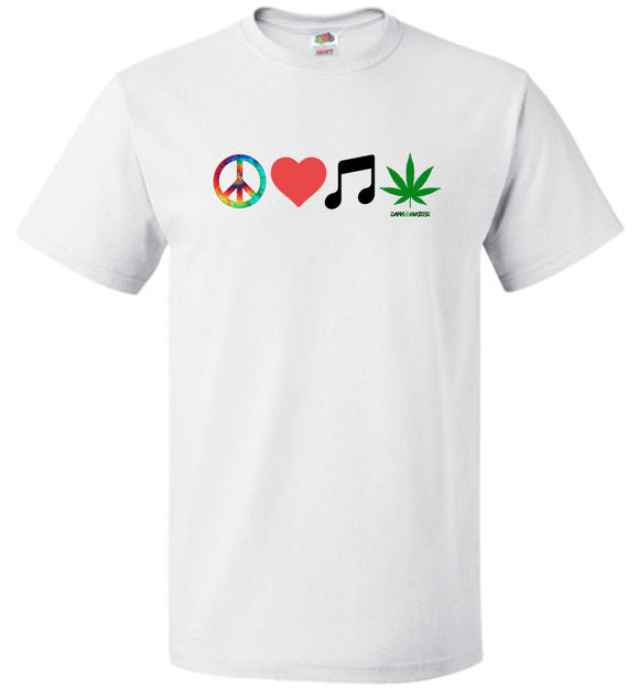 Dank Master Signature Peace Love Music Weed T-Shirt - Dank Master