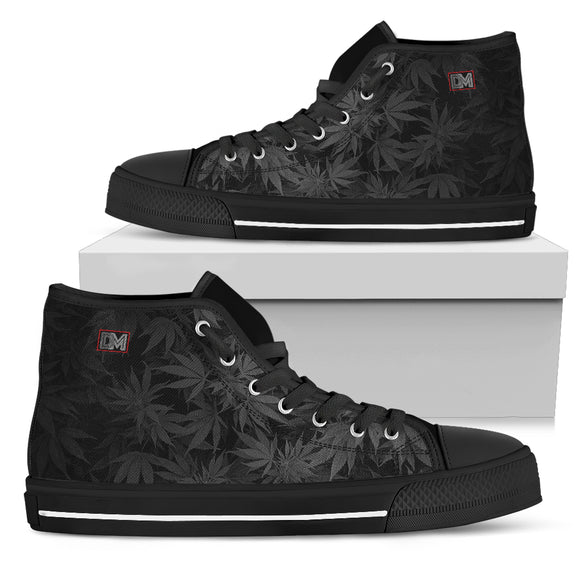 Dank Master OG Black Weed Leaf High Top Canvas Shoes Sneakers - Black - Dank Master