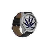 Dank Master Black Weed Leaf Large Men's Leather Watch - Dank Master