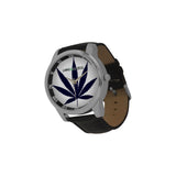 Dank Master Black Weed Leaf Large Men's Leather Watch - Dank Master