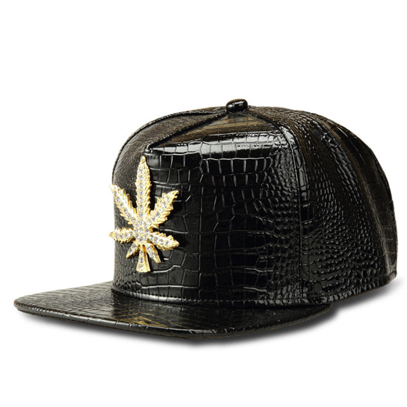 Dank Master Gold Weed Leaf Snapback - Black - Dank Master