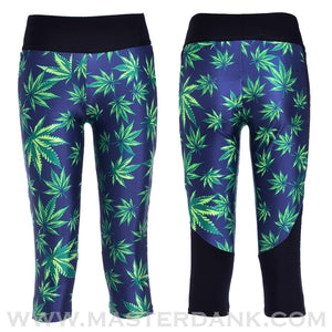 Dank Master Weed Pattern Capris Leggings - Dank Master