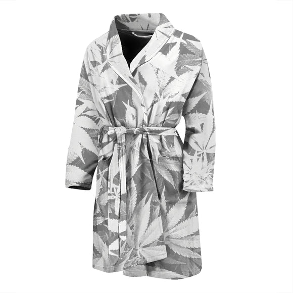 Dank Master Men's OG White Custom Weed Leaf Bathrobe