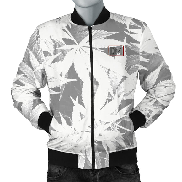 Dank Master Men's OG White Custom Weed Leaf Bomber Jacket