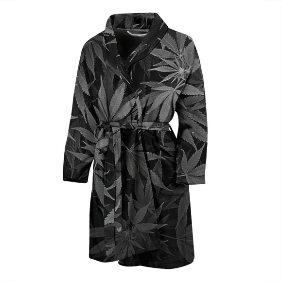 Dank Master Men's OG Black Custom Weed Leaf Bathrobe