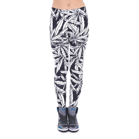 Dank Master Black & White Weed Leaf Leggings - Dank Master