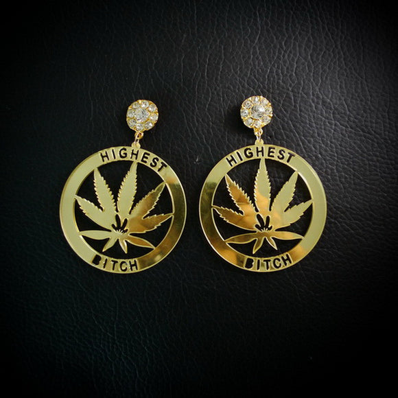 Dank Master Gold Weed Leaf Earrings - Dank Master