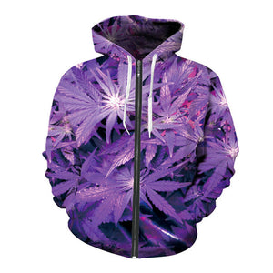 Dank Master Purple Leaf Zip-Up Hoodie - Dank Master