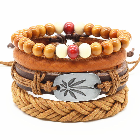 Dank Master Weed Leaf Bracelet Set - Brown - Dank Master