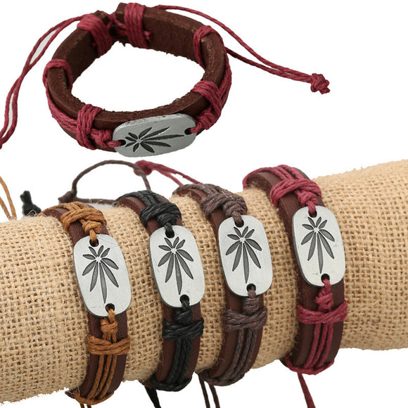 Dank Master Weed Leaf Leather Bracelet - Dank Master