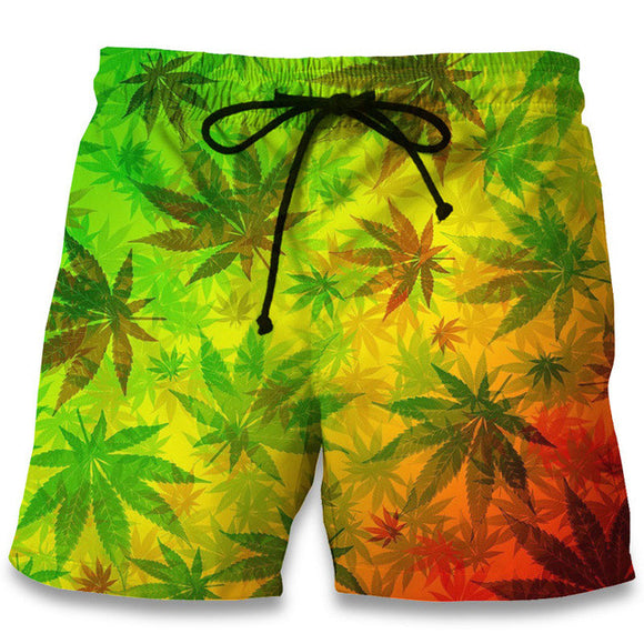 Dank Master Color Weed Leaf Swim Trunks Board Shorts - Dank Master