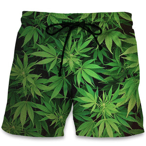 Dank Master Green Weed Leaf Swim Trunks Board Shorts - Dank Master
