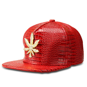 Dank Master Gold Weed Leaf Snapback - Red - Dank Master