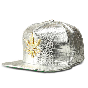 Dank Master Gold Weed Leaf Snapback - Silver - Dank Master